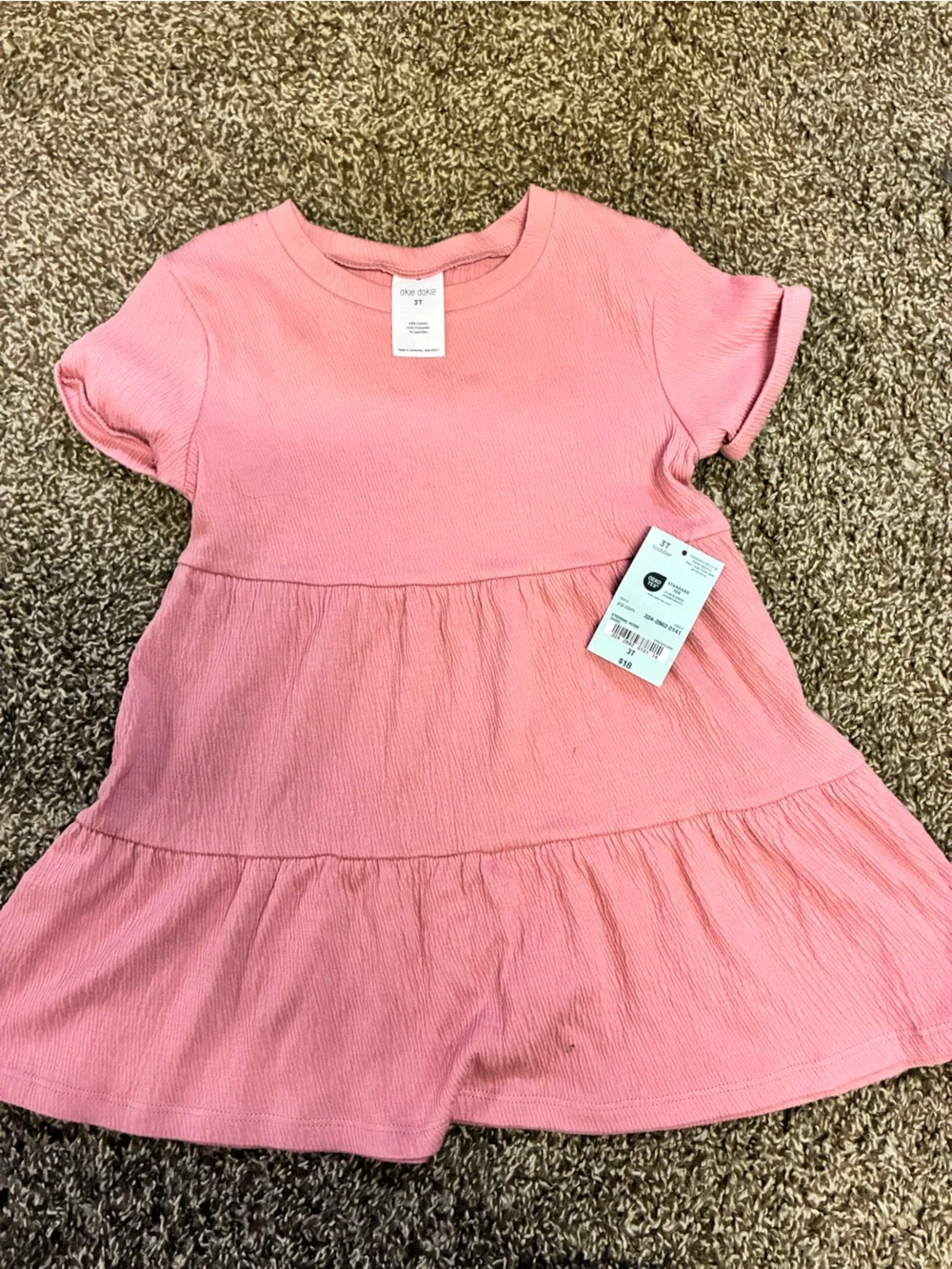 Old Navy Pink Tiered Short-Sleeve Dress